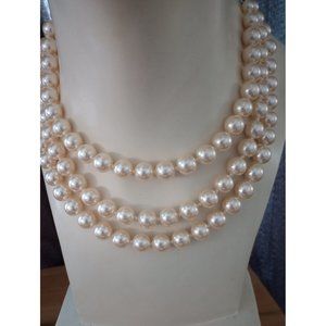 Faux Pearls Triple Strand Collar Choker Necklace